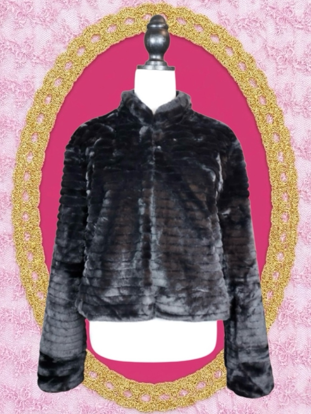 Betsey Johnson NWT Glam Mob Wife Punk Formal Faux Fur Luxe Statement Jacket XL